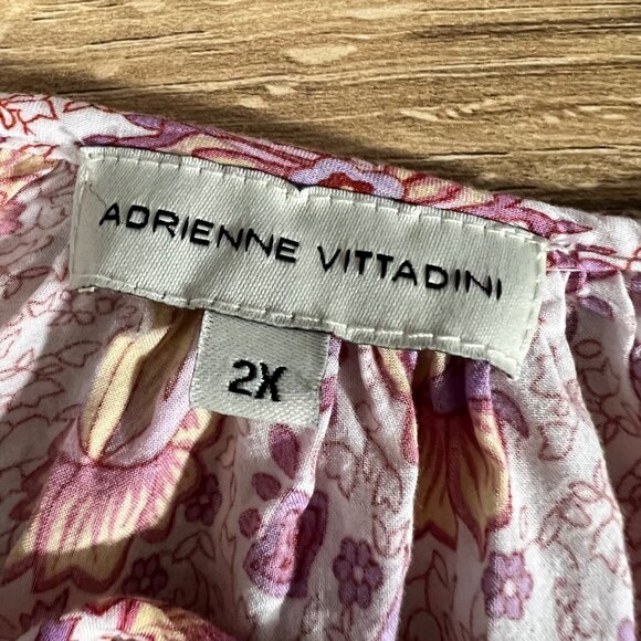 Adrienne Vittadini Feminine Floral Cottage Boho Puff Sleeve Peasant Blouse 2X - Picture 5 of 10